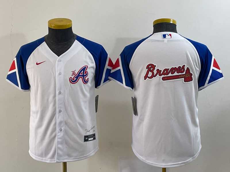 Youth Atlanta Braves Big Logo White 2023 City Connect Cool Base Stitched Jersey->mlb youth jerseys->MLB Jersey